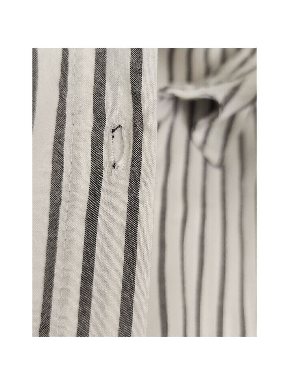 Calvin Klein Striped Blouse Long Sleeve Lo-Hi Button-up Shirt White/Gray XL - Picture 8 of 9